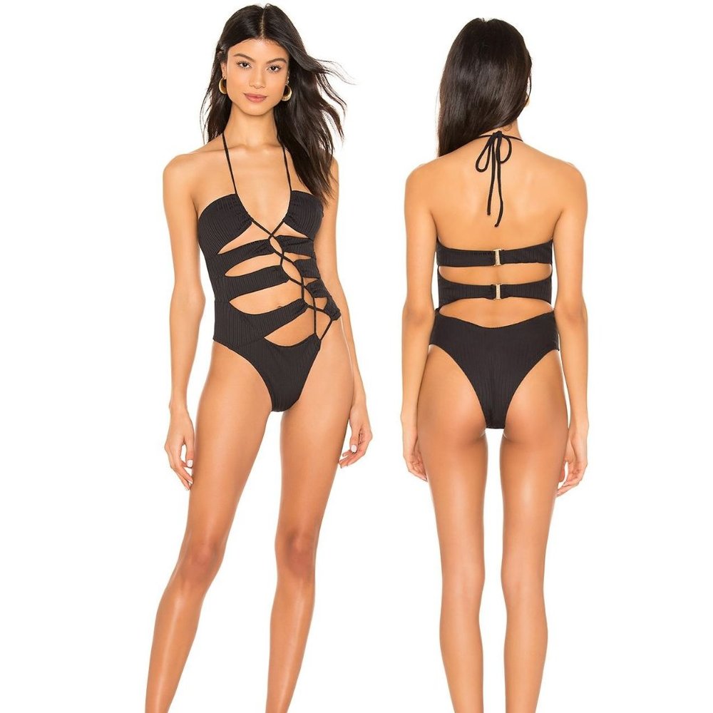FOR LOVE & LEMONS SAMPLE BLACK IMAN SWIMSUIT S
